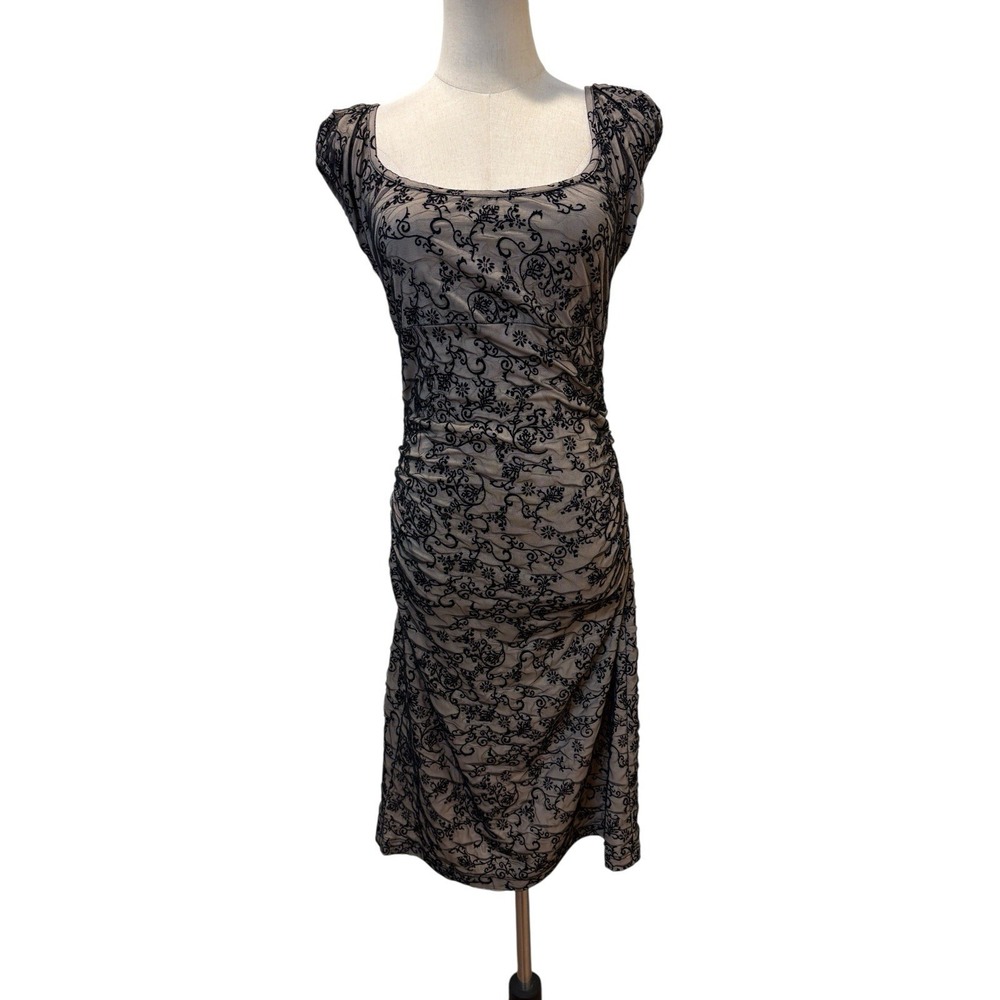 Vtg 90s Betsey Johnson Babydoll Dress 8 Mesh Floral Velvet Whimsigoth Coquette
